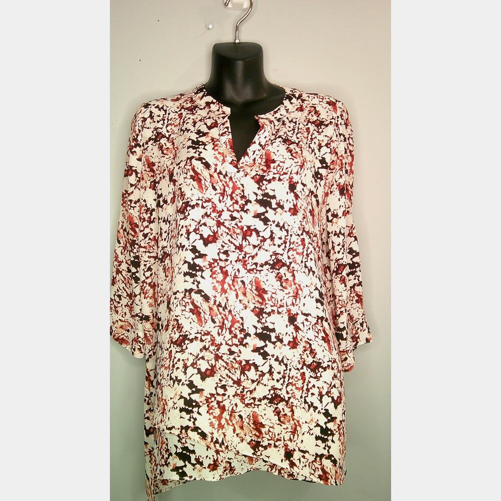 The Limited Layered Blouse Women's Medium 3/4 Sleeve V-Neck Rose Pink
